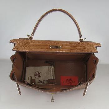 Cheap Hermes Kelly 6108 Crocodile Coffee Replica