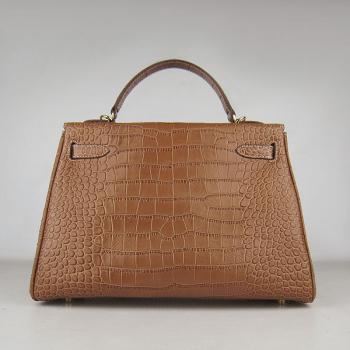 Cheap Hermes Kelly 6108 Crocodile Coffee Replica