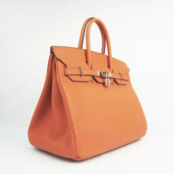 Hermes Original leather 6089A Lambskin Orange Handbag