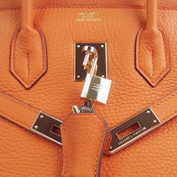 Hermes Original leather 6089A Lambskin Orange Handbag