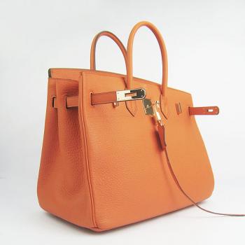 Hermes Original leather 6089A Lambskin Orange Handbag