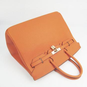 Hermes Original leather 6089A Lambskin Orange Handbag