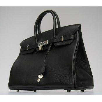 Hermes Birkin 62641 Handbag Cow Leather Black