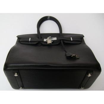 Hermes Birkin 62641 Handbag Cow Leather Black