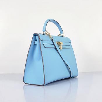 Cheap Hermes Original leather 6108 Ladies Blue Bag