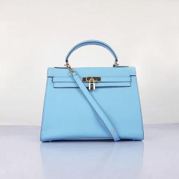 Cheap Hermes Original leather 6108 Ladies Blue Bag