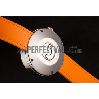 Hermes  MOP Dial Orange Leather Bracelet 801390