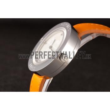 Hermes  MOP Dial Orange Leather Bracelet 801390