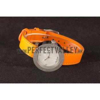 Hermes  MOP Dial Orange Leather Bracelet 801390