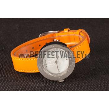 Hermes  MOP Dial Orange Leather Bracelet 801390