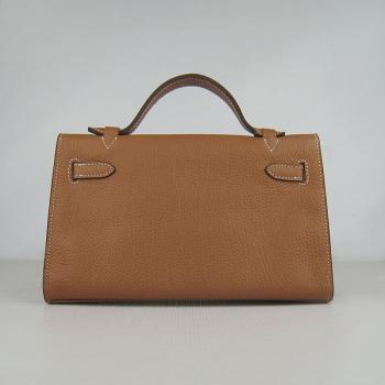 Hermes Clutches H008 Briefcase Cow Leather Coffee Handbag