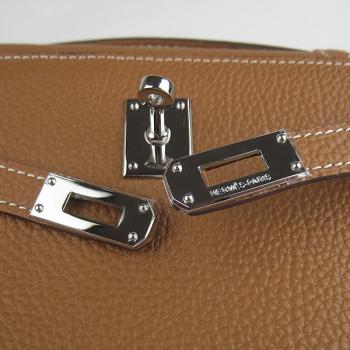 Hermes Clutches H008 Briefcase Cow Leather Coffee Handbag