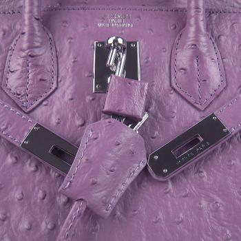 Hermes Birkin 6088 Ostrich Skin Purple Bag