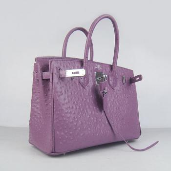 Hermes Birkin 6088 Ostrich Skin Purple Bag