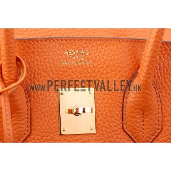 Hermes Birkin Horse Embossed Gold Hardware Tote Orange