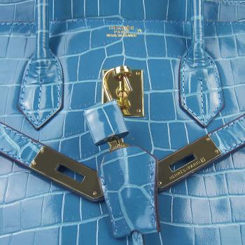 Hermes Birkin 6089 Crocodile Blue Bag