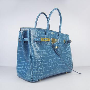 Hermes Birkin 6089 Crocodile Blue Bag