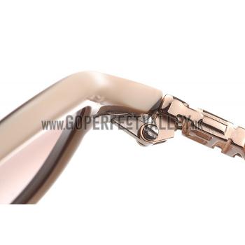 Hermes Large Oversized Beige Frame Sunglasses with Metallic Logo 308102