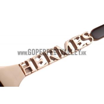 Hermes Large Oversized Beige Frame Sunglasses with Metallic Logo 308102