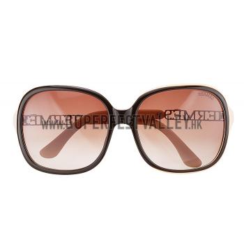 Hermes Large Oversized Beige Frame Sunglasses with Metallic Logo 308102