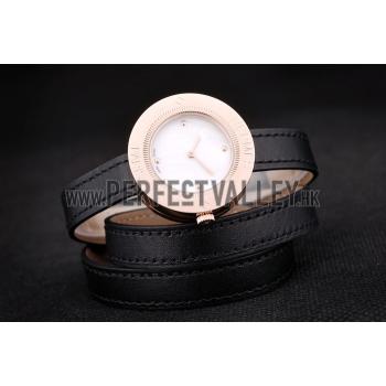 Replica Hermes  MOP Dial Black Elongated Leather Strap