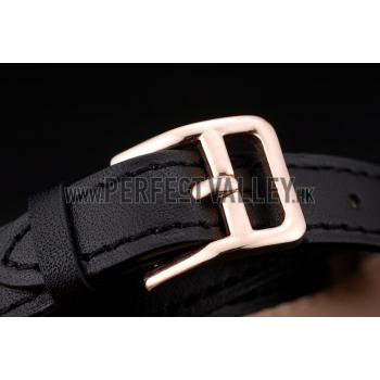 Replica Hermes  MOP Dial Black Elongated Leather Strap