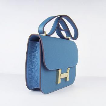 Hermes Constance H107 Cross Body Bag Cow Leather Blue Replica