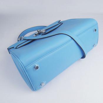 Hermes Original leather 6108 Ladies Lambskin Blue Handbag Replica