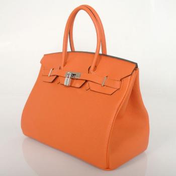 Hermes Original leather HB35 Ladies Handbag Orange