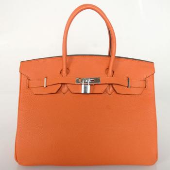 Hermes Original leather HB35 Ladies Handbag Orange