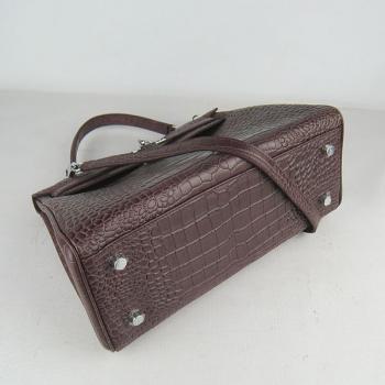 Hermes Kelly 6108 Crocodile Coffee Bag