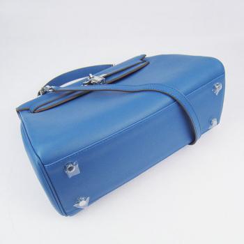 Hermes Original leather 6108 Ladies 2way Blue Handbag