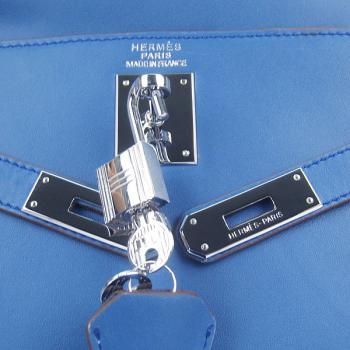 Hermes Original leather 6108 Ladies 2way Blue Handbag