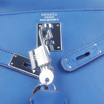 Hermes Original leather 6108 Ladies 2way Blue Handbag