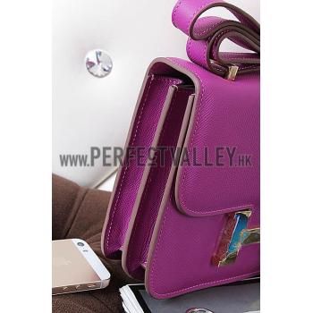 Hermes Constance Cyclamen With Gold Hardware 608113