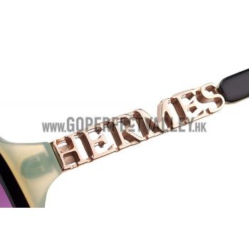 Hermes Large Oversized Green Frame Sunglasses with Metallic Logo 308104