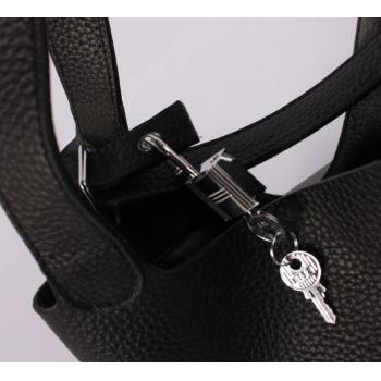 Hermes Picotin 1048 Handbag Lambskin Black Replica