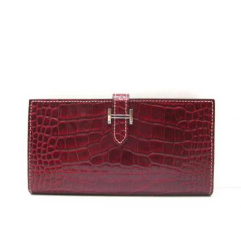 Cheap Hermes Wallet H1114 Wallet Crocodile Red