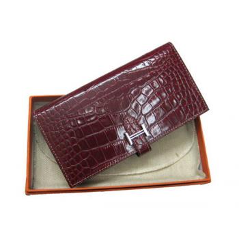 Cheap Hermes Wallet H1114 Wallet Crocodile Red