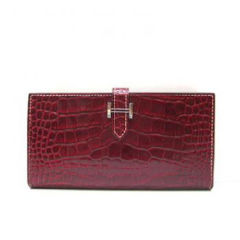 Cheap Hermes Wallet H1114 Wallet Crocodile Red