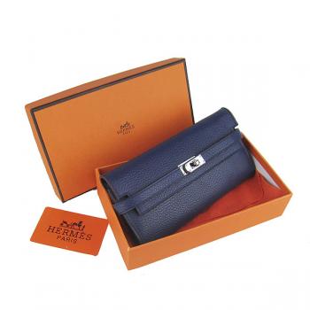 Cheap Hermes Clutches H009 Cow Leather Blue Bag