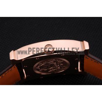 Hermes Heure H White Dial Gold Case Brown Leather Strap