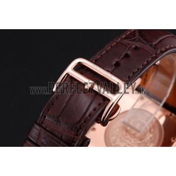 Hermes Heure H White Dial Gold Case Brown Leather Strap