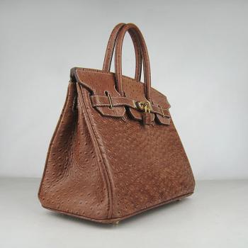 Hermes Birkin 6088 Handbag Ostrich Skin Coffee