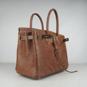 Hermes Birkin 6088 Handbag Ostrich Skin Coffee