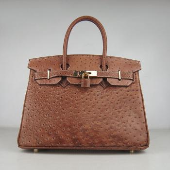 Hermes Birkin 6088 Handbag Ostrich Skin Coffee