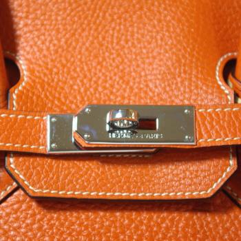 Cheap Hermes Birkin HB35 Ladies Cow Leather Orange Handbag