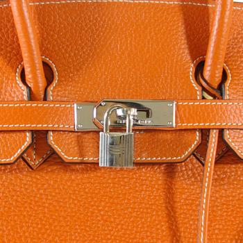 Cheap Hermes Birkin HB35 Ladies Cow Leather Orange Handbag