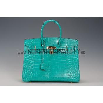 Hermes Birkin 35 Crocodile Leather Lagoon 608054