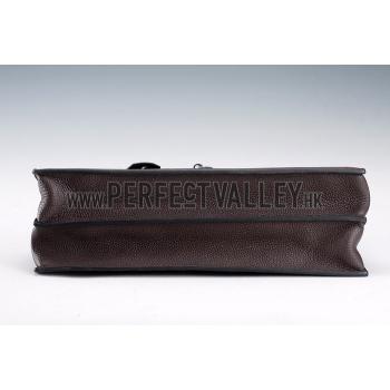 Hermes Kelly Briefcase Silver Hardware Dark Brown